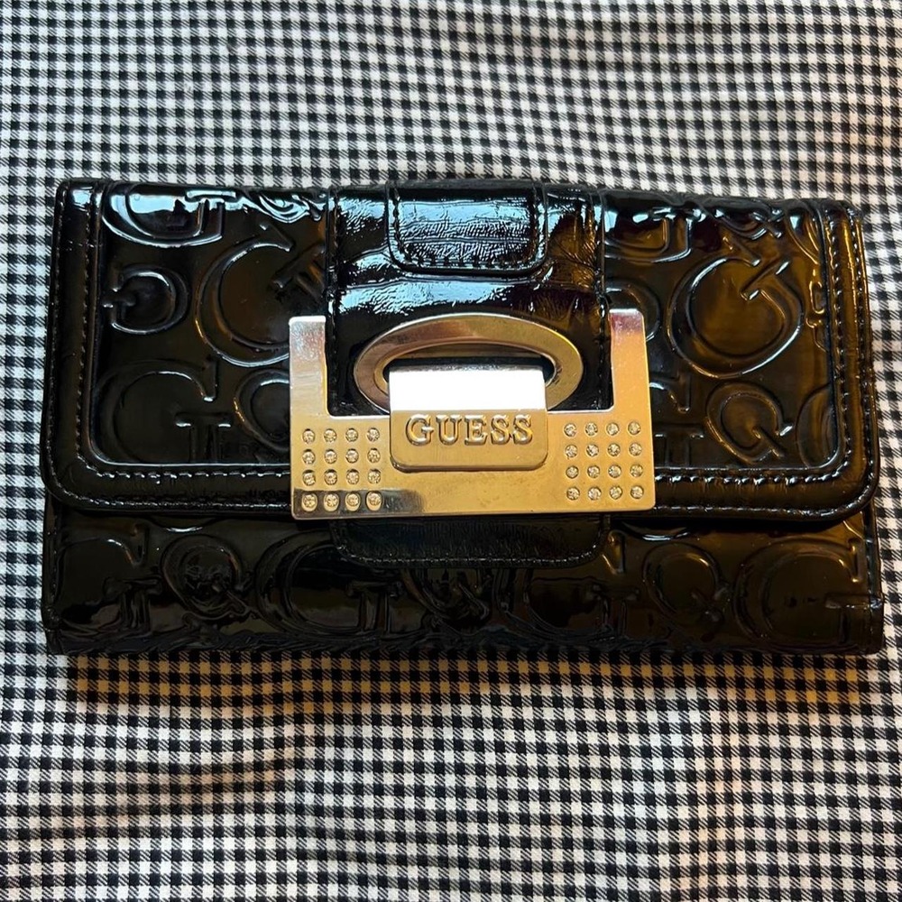 GUESS Patent Monogram Rhinestone Wallet - Picture 3 of 6